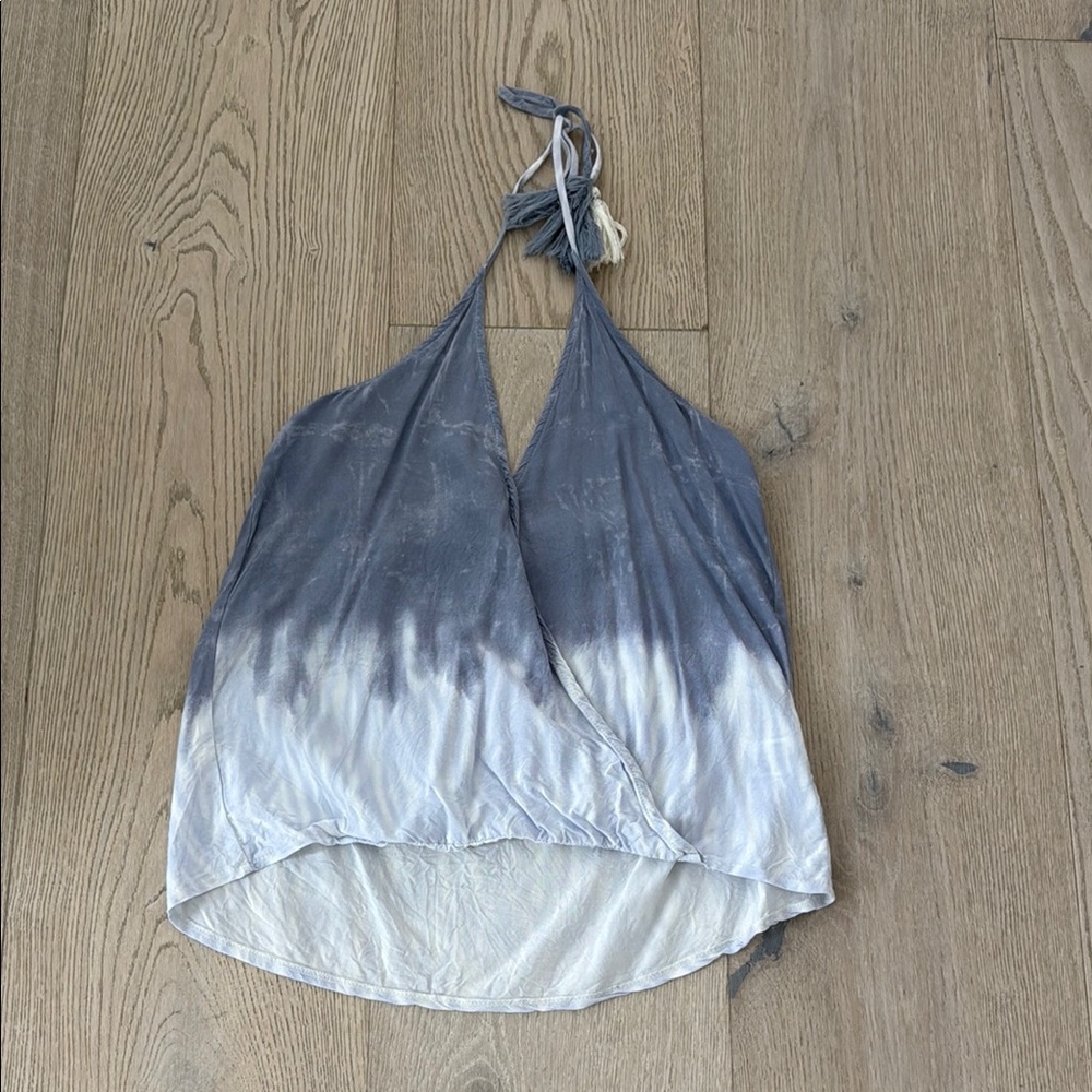 Tonal Blue Tie Dye Halter Top